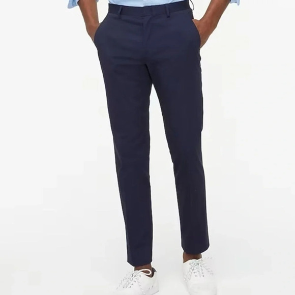 New J Crew Factory Stretch Suit Pants Flex Chino Navy Blue - Picture 1 of 12